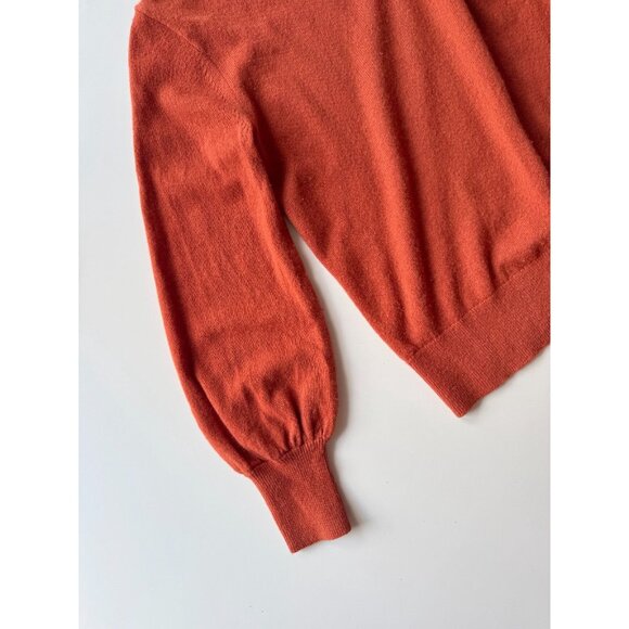 EVERLANE Orange 100% Cashmere Knit Lantern Sleeve Crew Neck Sweater, Size S - Picture 8 of 13